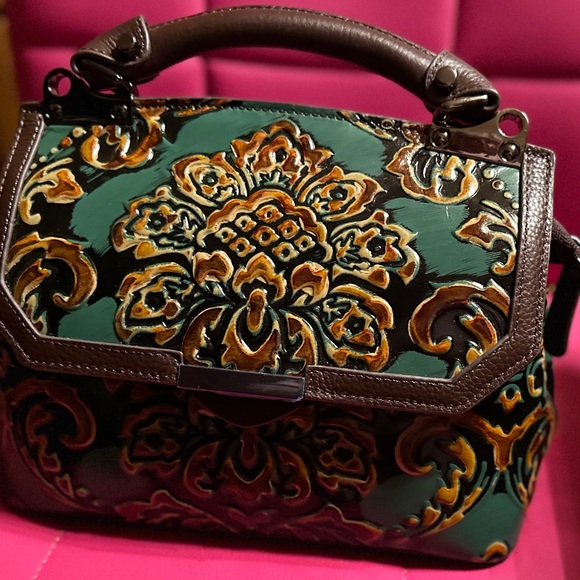 Unusual painted satchel Purse bag - Picture 3 of 7